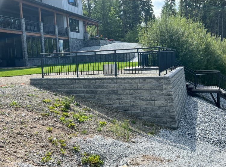 Structural concrete block retaining wall built for a residential property in Prince George