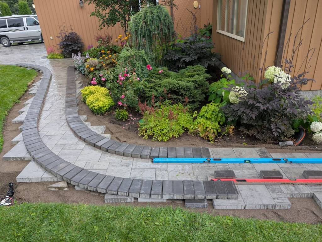 modern paving stone walkway prince george